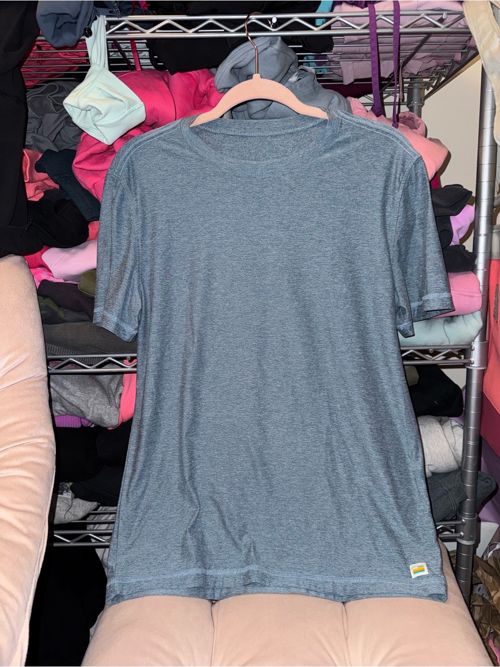 Vuori Crew Neck T-Shirt in Heather Blue - Men’s small / Women’s Medium/ Large
